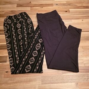 LuLaRoe Black and Tan Geometric Leggings
